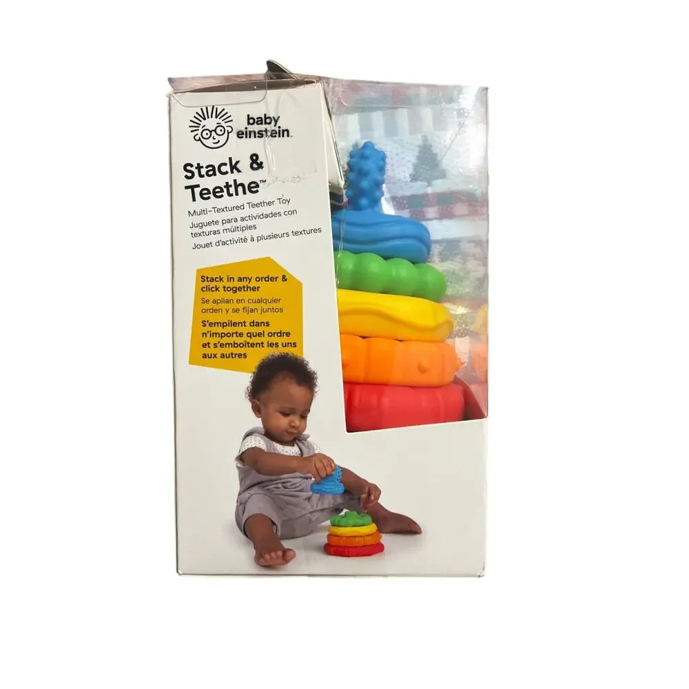 Baby Einstein Stack & Teethe Baby Toy Multi-Textured Teether Toy Brand New